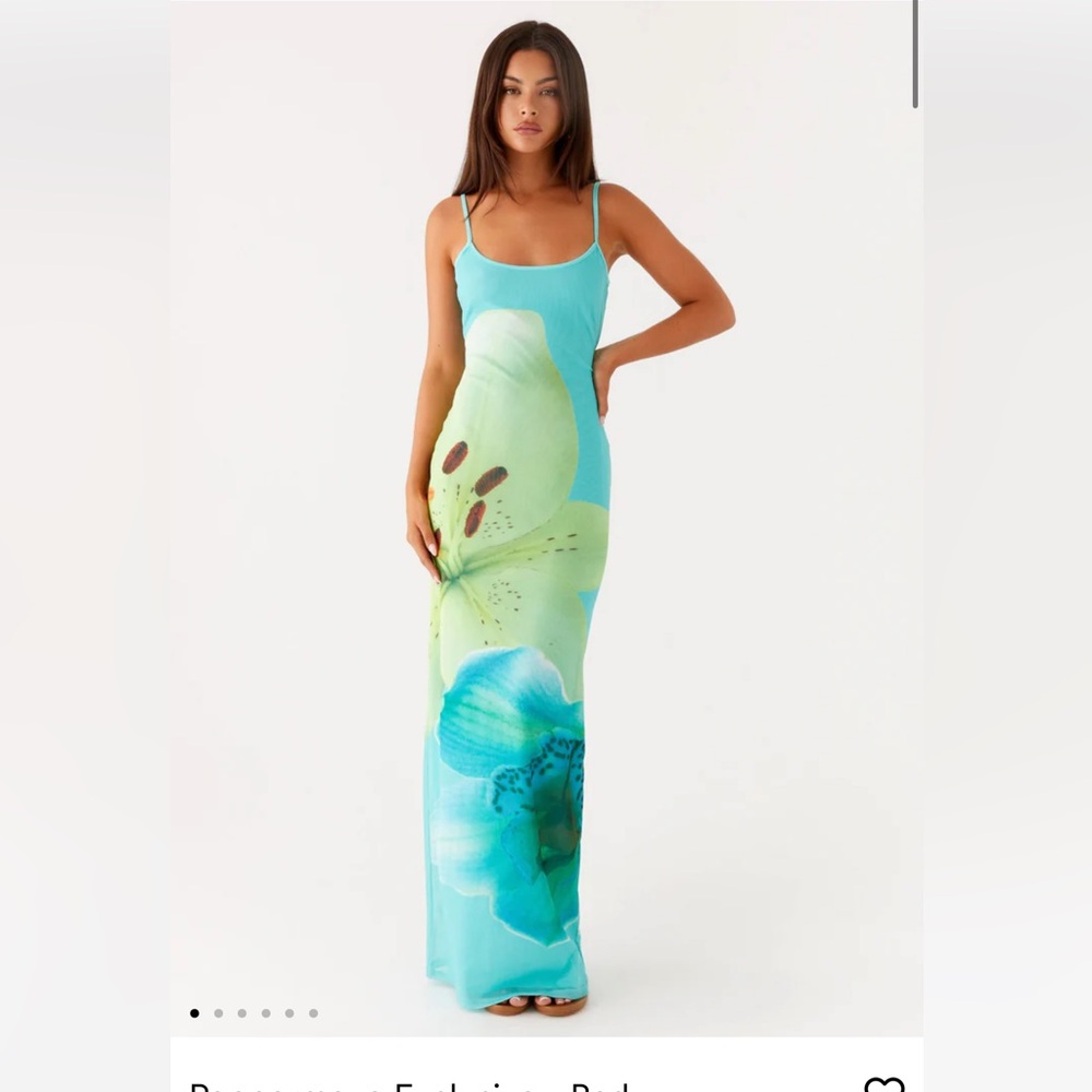 Bad News Mesh Maxi Dress - Turquoise Floral